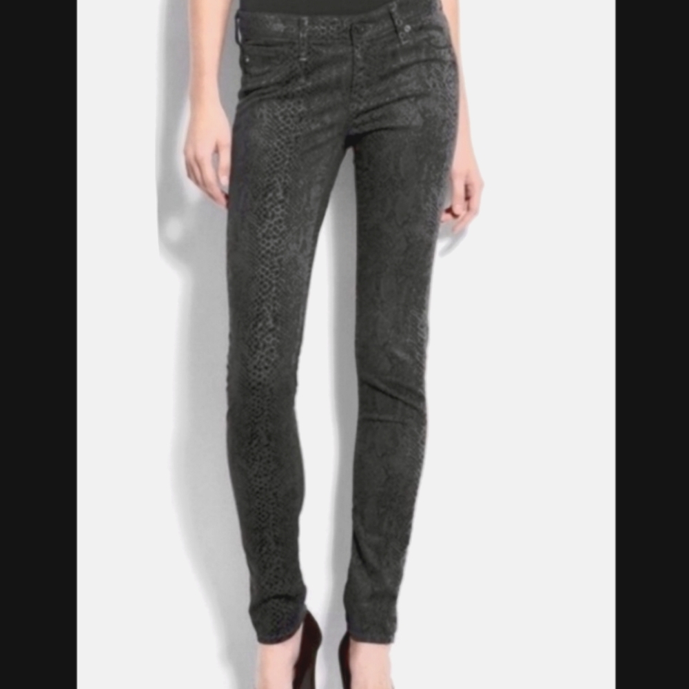 AG Adriano Goldschmied Snakeskin Print Super Skinny Leggings 28R